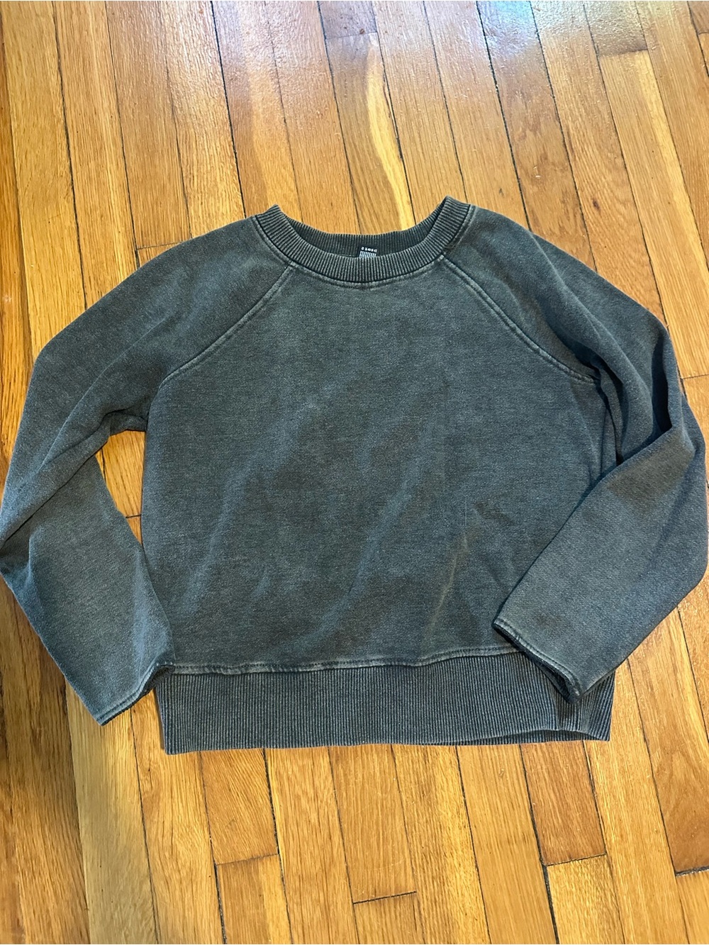 90 Degree By Reflex Washed Olive Green Crewneck Sweater